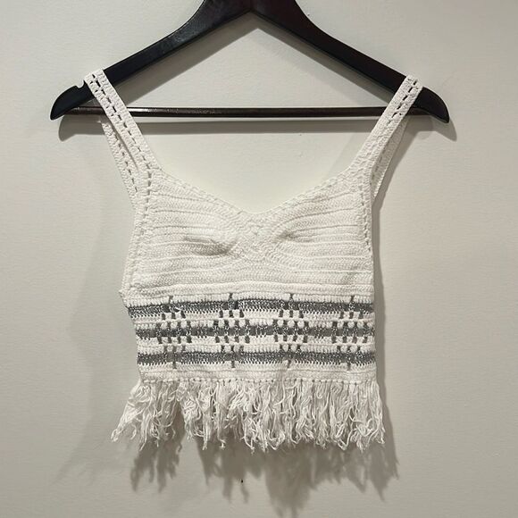 NWT MISA Los Angeles Fringe Crochet Top - Size Small - Picture 6 of 12